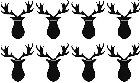 Amosfun 8Pcs Christmas Silverware Holders Xmas Elk Head Tableware Bags Deer Fork Spoon Storage Bag Cutlery Holders Cover for Holiday Party Dinner Table Decorations Black