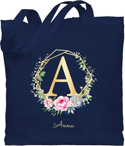 Geschenk mit Namen personalisiert by Shirtracer - Baumwolltasche - Initialen - Buchstabe I Namensgeschenk Namenstag Geschenke mit Namen