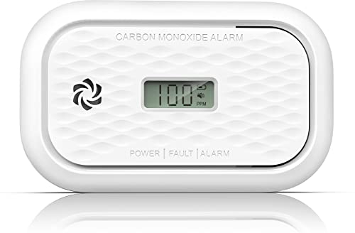 Andyssey ZA326 Kohlenmonoxid Melder mit LCD Display, Tragbarer CO Alarm Detektor mit austauschbarer Batterie, 10 Jahre Sensor, 85 dB Alarmlautstärke, 1 Stück