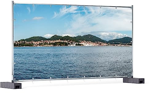 Wallario XXL Outdoor-Poster für Garten oder Balkon Stadt zwischen Bergen und Meer, Motivbanner Größe: ca. 340 x 173 cm, Outdoor-Bild