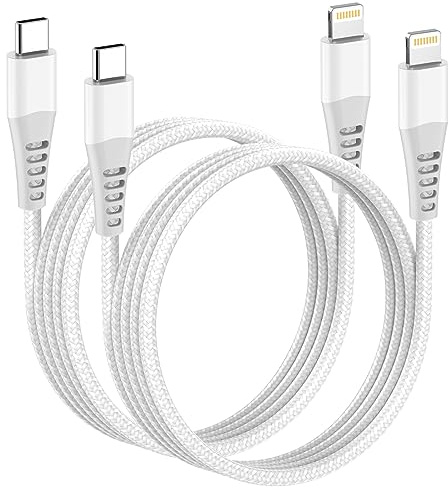 Câble USB C vers Lightning 1M/Lot de 2[Certifié MFi], Cable iPhone USB C Nylon Tressé Cable Chargeur Rapide pour Apple iPhone 14 Pro Max 13 12 Mini 11 X 8 SE