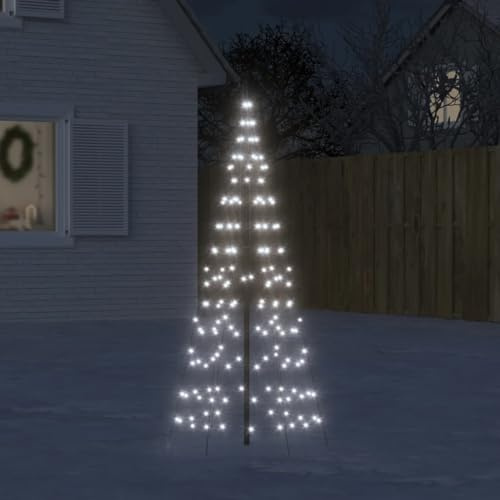 FIRBNUS Weihnachtsdekoration Weihnachtsbaum-Licht auf Fahnenmast 200 LEDs Kaltweiß 180 cm Beleuchtung für Weihnachtsbaum für den Außenbereich Baumbeleuchtung Schaffen Sie eine festliche Atmosphäre