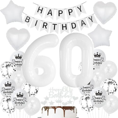 Luftballons 60. Weiß, 60 Geburtstag Deko Weiß, 60. Geburtstag Frau Mann Deko, 60 Luftballons, 60 Jahre Luftballon, 60 Jahre Party , Ballon 60 Party