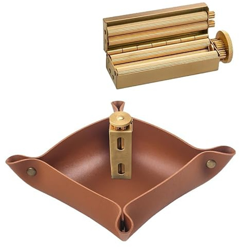 JGJUUZ Vintage -Zigarettenrolle, Messing Zigarettenrolle Za -Radgelenk Roller, handgefertigt Reine Kupfer Zigarette Rolling Machine Stütze 70 -mm -Zigarettenpapier,Square,Set B