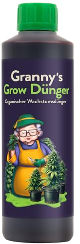 GRANNY’S ® Grow-Dünger I Flüssigdünger für Cannabispflanzen I Veganer Universaldünger I Omas Bio-Dünger I Einfach und effektiv Düngen I Für Indoor- & Outdooranbau & Messbecher I Omas Cannabis Dünger