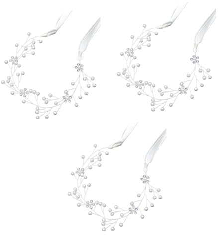 FRCOLOR 3stücke Braut Haarschmuck Mit Perlen Und Strass Eleganter Haarreif Mit Satinband Für Hochzeiten Bachelorette-feiern Und Besondere Anlässe