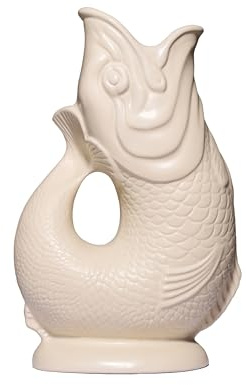 The Original Gluggle Jug - Sand Matt Glug Jug in XL, 28cm 1.4L - Gug Glug Fish Shaped Jug - Decorative Glugging Water, Cocktail, Wine & Gin Pitcher, Decanter or Vase - Hand Made in Britain