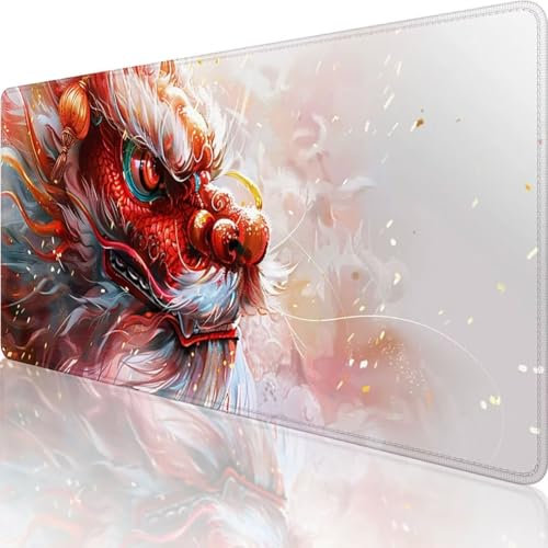 Rot Mauspad XXL 600x300 mm, Erweiterte Groß Mousepad Karikatur, Wasserfest Schreibtischunterlage Vernähte Kanten Design, Mouse Pad mit Rutschfeste Gummibasis für Pc Büro Deko, Geschenke für männer f-A