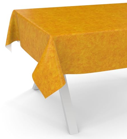 ANRO Vaxduk, bordsduk, tvättbar, trädgårdsbordsduk, rund, oval, kantig, 100 x 140 cm, skärkant marmor orange