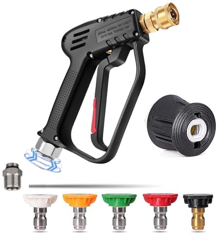 YUET High Pressure Washer Gun 360 Swivel Handle with 5 Water Nozzle Tip,Water Wash Cleaner for Car Cleaning Kit(M22 14MM Fitting Hose Connector & 1/4 Karcher Kärcher Quick Connector) Power Wand