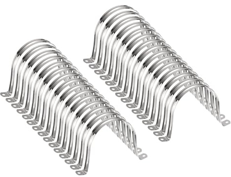 sourcing map 30pcs 4 Inch 100mm Conduit Clamps, M100 U Tube Pipe Clamp, Stainless Steel Rigid Pipe Strap, U Shaped Bracket with Two Hole for Pipe Tube Hose Wire Cord Fixing