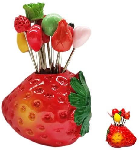 MAGICLULU 1 Lot De Fourchettes À Dessert Fourchettes À Fruits Et Gâteaux Avec Base De Rangement Petites De Cuisine Pour Apéritifs Style Aléatoire