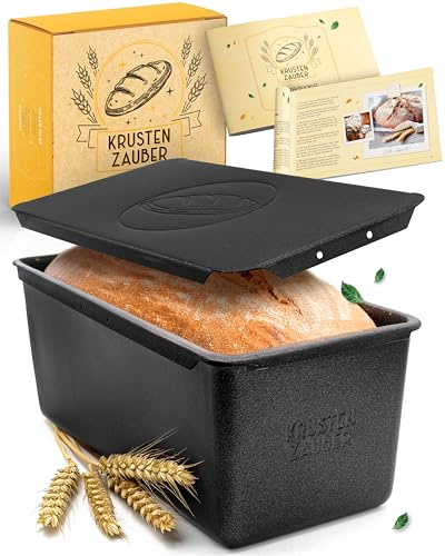 KRUSTLIG brödbakform med lock – brödform kolstål bröd för perfekt värmefördelning upp till 260 °C, perfekt för surdeg och brödbröd, non-stick bakform för jämn skorpa och form