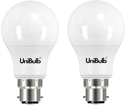 Unibulb BC / B22 / Bayonet 4.2W 470lm LED GLS Light Bulbs, 40W Equivalent, Warm White 2700K, Energy Saving Lightbulbs, 180° Wide Beam, Non-dimmable, 25,000hr lifespan, Pack of 2