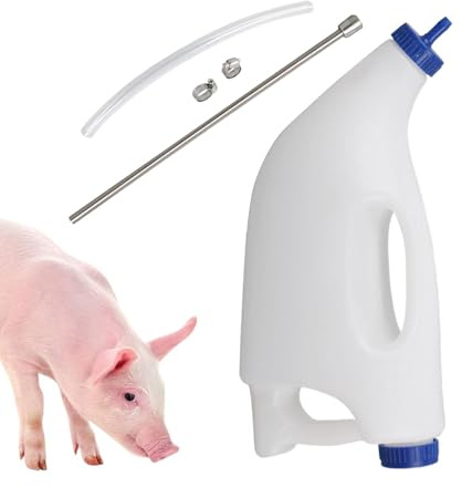 Teksome Mangeoire pour mollet | Drencher de liquide buccal œsophagien, 4 L à grande bouche avec tube, sonde d'alimentation de liquide œsophagien pour lait d'alimentation, eau, médicaments