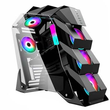 Case Da Gioco ATX/M-ATX Full Tower In Vetro Temperato, Supporto GPU Verticale, Modalità RGB, 7 Posizioni Ventola (solo Telaio)(Gray)