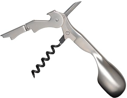Corkcicle Wine Key - Bartender Multi Tool With Corkscrew, Bottle Opener & Foil Cutter - Ratcheting Mechanism - Curved Handle - Professional Grade Bartending Tool - For Kitchen - Stainless Steel