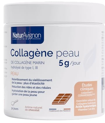 Collagene marin hydrolysé type 1&3 | Peau, anti age, hydratation | 5g de peptide de collagene par dose | +5 actifs dont acide hyaluronique, vitamine c, zinc | 30 jours | Laboratoire NaturAvignon