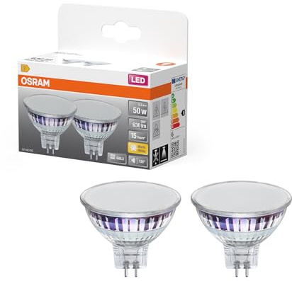 OSRAM Spot LED Star MR16 5,3 W 827, blanc chaud 2 700 K, GU5.3, 120 °, 630 lm, design entièrement en verre, IP20