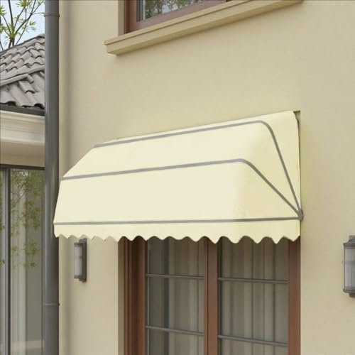 Tenda da sole curva francese retrattile, protezione UV e pioggia, per porte/finestre, ideale per bar, ristoranti e negozi (giallo, 120 x 45 x 45 cm)