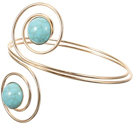 VANZACK Bracciale Polsino da Donna a Design Avvolgente Turchese in Lega, Braccialetto Comodo e Decorativo per Occasioni Formali e Feste come Natale e Compleanni