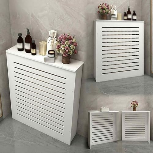 GBPLDMAQ Cubre Radiadores Blanco con Rejilla de Lamas, Cubierta Radiador para Sala de Estar y Baño, Organizador Portátil de Madera con Diseño de Almacenamiento Protector(50x90x15cm/20x35x6in)