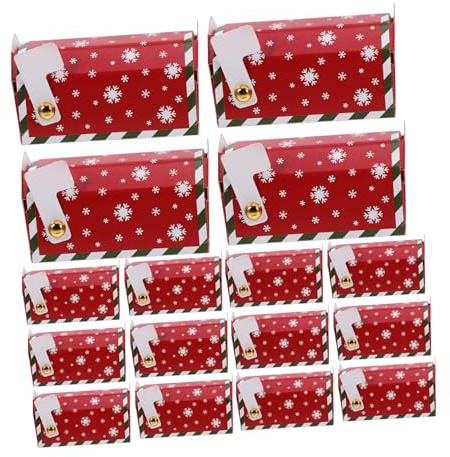 Gatuida 20 Piezas Cajas de Dulces Navideñas Cajas de Golosinas para Regalar para Fiestas y Decoración Color Rojo Temática Navideña Fácil de Montar para Regalos de Dulces y Galletas