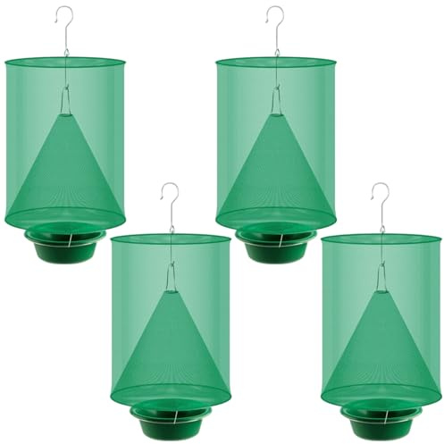 Lot de 4 pièges à Mouches pour l'extérieur, 23, 1 x 41, 9 cm, Attrape-Mouches à Mailles Fines suspendues pour l'extérieur, piège Cage Pliable et réutilisable pour Attrape-Mouche Stable pour Chevaux