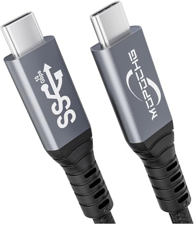 MOPOCHG USB C 3.2 Gen2×2-Kabel, 10 Gbps Datakabel USBC till USBC-Kabel, 100 W 20 V/5 A Laddningskabel, 4K@60Hz USB C-Videokabel för Thunderbolt 3/MacBook Pro/Switch/Dockningsstation/iPad (0,5 M)