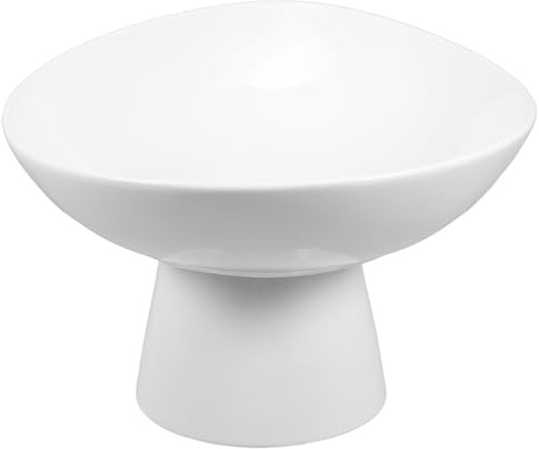 MUELODSIC Expositor para Postres de Cerámica Blanco Base de Pedestal, Bandeja Decorativa Redonda Superficie Lisa y Diseño Minimalista para Cocina y Comedor