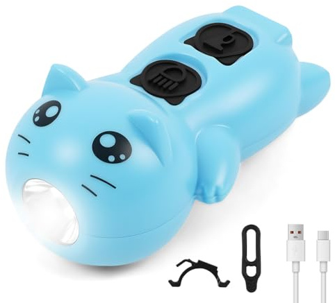 vsshe Lumières de Trottinette pour Enfants, Lumière d'Avertissement LED avec Klaxon, 3 Modes d'Éclairage, Feux de Sécurité à LED Étanche et Rechargeable pour Scooter/Poussette/Bicyclette - Bleu