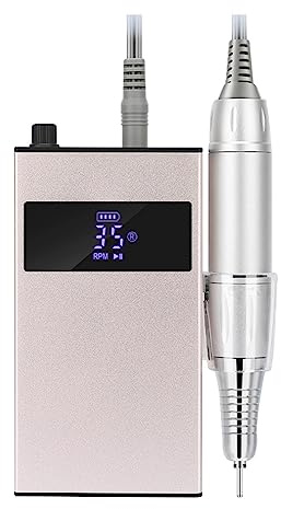 Taladro de uñas recargable de 35000RPM, maestro de uñas for manicura, fresadora de taladro de uñas portátil con pantalla LCD HD
