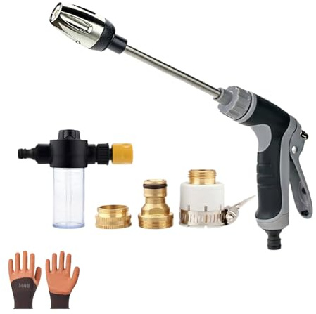 Pistola de alta presión Power Jet, boquillas de pulverización de agua ajustables, modos de flujo de agua, pistola de alta presión para manguera de jardín, ideal para lavado de coches, jardín y patio