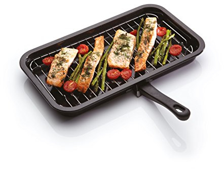 KitchenCraft Griglia Smaltata Universale con Manico Staccabile, 40 x 23 cm - Nero