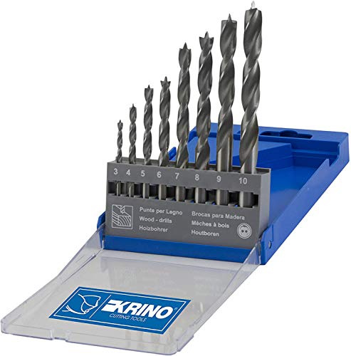 KRINO 5010207 Set 8 Pezzi Punte Legno HSS 3÷10mm, Acciaio