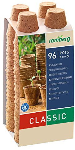Romberg Anzuchttöpfe Classic rund ø 6 cm (96 Stück, biologisch abbaubar, torffrei, einfache Anwendung) 10091107