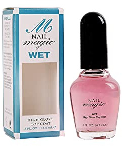 Nail Magic Wet Top Coat - Clear Nail Polish, High Gloss Top Coat. Natural, Shiny Finish, Long Lasting, Extreme High-Gloss (0.5 Fluid Ounce) | top coat nail polish, mirror shine, vegan cruelty-free formula, streak-free, works over any polish color