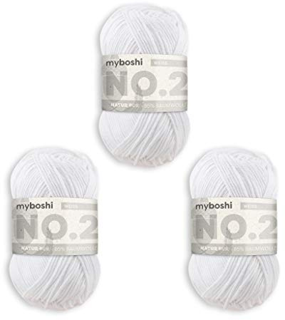 myboshi Häkel- und Strickgarn | Modell: No.2 mit Kapokfaser | leichtes Garn | 3-fädiges Knäuel | 2910 Weiß
