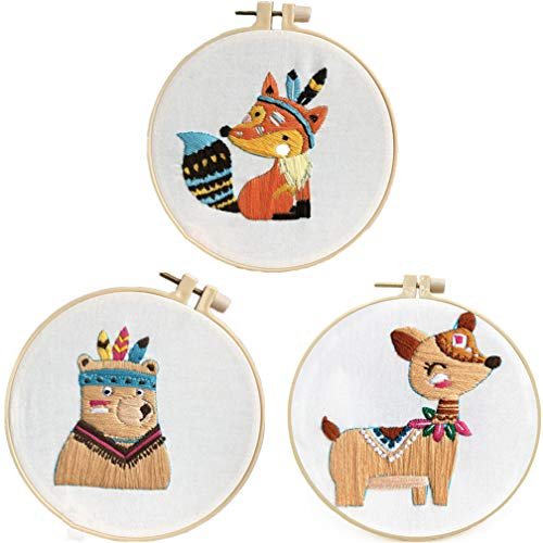 Abillyn Stickerei-Starter-Set, niedliche Tiere, gestempelt mit gedrucktem Muster, Kreuzstich Sticksets (Tier)