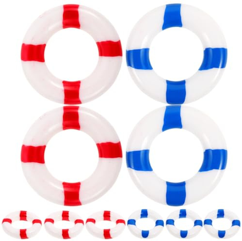Happyyami 10pcs Mini Life Ring Decorations Wood Lifebuoy Landscape Swim Ring Buoy Nautical Decor Minature Swim Ring Decorative Ornaments 2. 3x2. 3x0. 5 cm