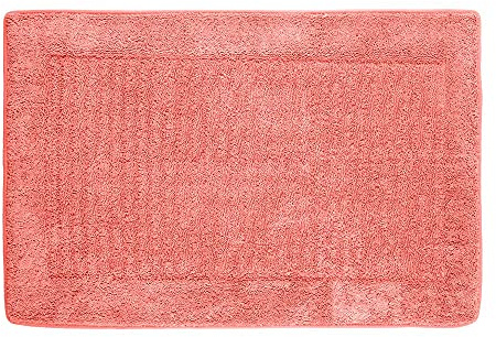 PANA® Viskoelastische Frottee Badematte (50 x 80 cm) • Hochflor Badvorleger mit viskoelastischem Memoryschaum • rutschfest und saugstark • Waschbarer Duschvorleger • Farbe: Koralle