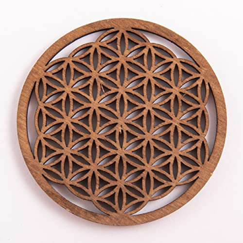 Blume des Lebens 6 cm, dunkelbraun aus Holz 5 Stück