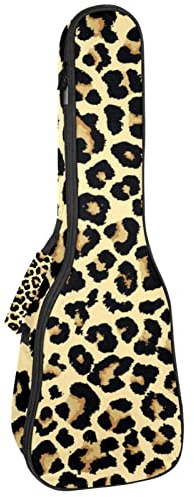 Ukulele väska leopardmönster sexig vild kraft ukulele fodral för Sopran Tenor konsert 23 tum 10 mm tjock mjuk vadderad justerbara remmar spelväska