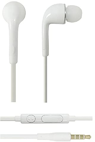 K-S-Trade In Ear Headphones Compatible With Xiaomi Redmi 10A, With Microphone + Volume Control, White 3.5mm Earplugs Headphone Studs Stereo Headset