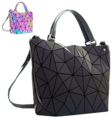 CAFINY Borsa geometrica per donne: Borse luminose e borse a mano, borse riflettenti e borse a tracolla olografiche (grandi)
