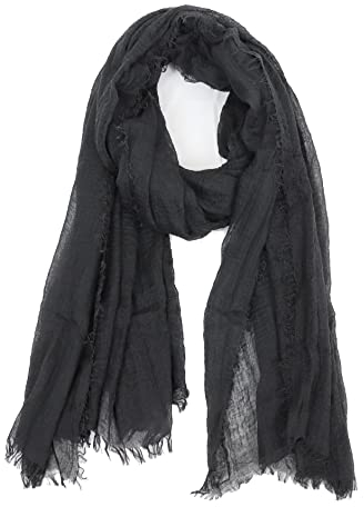 Van Der Rich ® - Schal mit fein gekreppter Oberfläche für Damen und Herren (20-Schwarz, One Size)