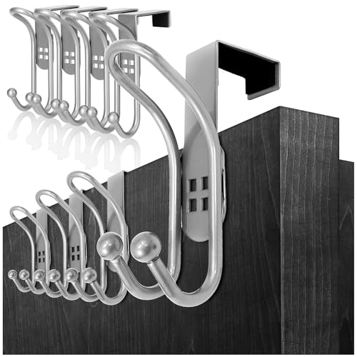 com-four® 8x Ganci per Porte - Ganci Appendiabiti Doppi con Protezione in Schiuma per Ante di Camere e Armadi - Ganci Appendiabiti per Appendere Senza Forare - Porta Asciugamani e Giacca