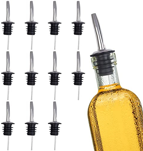 EHOMEA2Z Stainless Steel Liquor Bottle Pourers Classic Bottle Pourers for Alcohol, Leak-Proof, Dishwasher-Safe Pour Spouts for Liquour Bottles (12, Stainless Steel)