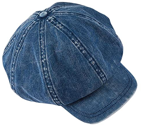 Perfeclan Damen Ballonmütze Schirmmütze Wintermütze Kappe Barett Winter Mütze Newsboy Cap Vintage Maler Mütz Bakerboy Mütze Schiebermütze Cabbie-Mütze mit Schirm Herbst Winter Warme, Blau
