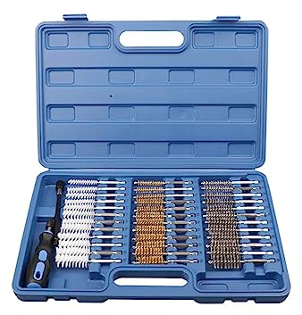 LeTkingok GK19 38PCS/Set Juego de Cepillos de Vástago Hexagonal de Alambre, Cepillo de Alambre de Acero Inoxidable de Latón de Nylon Hexagonal de 1/4Pulgadas 8-19mm Kit de Cepillo de Limpieza Manual